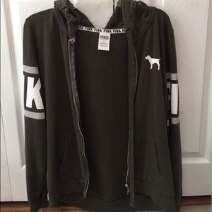 Pink Victoria secret olive green zip-up